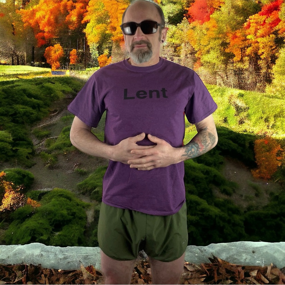 Black on Purple “Lent” T-Shirt Printed on Fruit of the Loom Men’s Size Medium - Picture 8 of 8